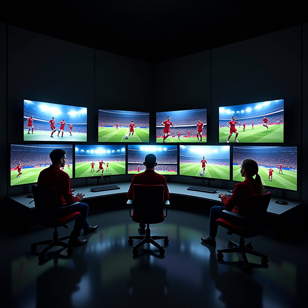 Comprehensive gaming package showing multiple screens with different aspects of football gaming including career mode, online matches, streaming setup, and skill training tutorials all displayed together